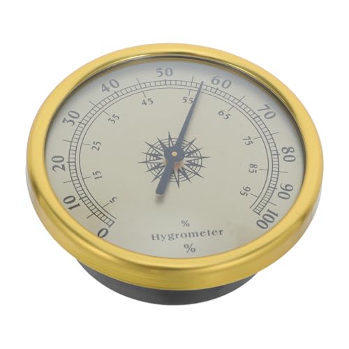 Garneck Analog Hygrometer Gold 72mm Round No Battery Required Hygrometer Thermometer 2% Rh Resolution Stainless Steel and Glass for Office Desk and Reptile Terrarium Use