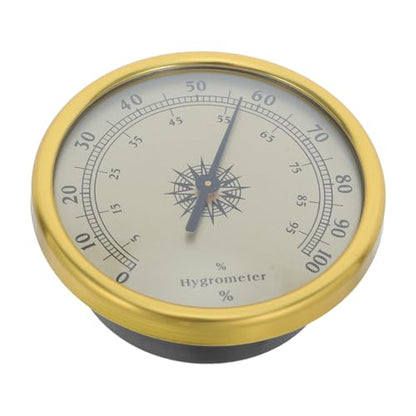 Garneck Analog Hygrometer Gold 72mm Round No Battery Required Hygrometer Thermometer 2% Rh Resolution Stainless Steel and Glass for Office Desk and Reptile Terrarium Use