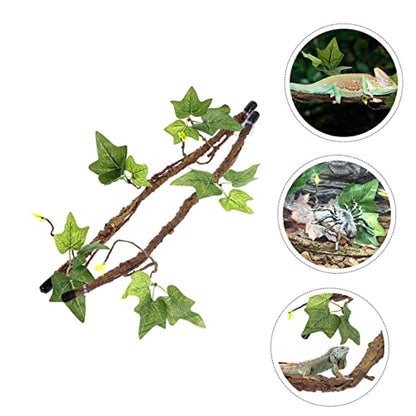 2pcs Bendable Reptile Jungle Vines with Suction Cups Durable Habitat Decor for Terrarium Artificial Leaves for Lizard Snake Gecko More Realistic Simulation Plants