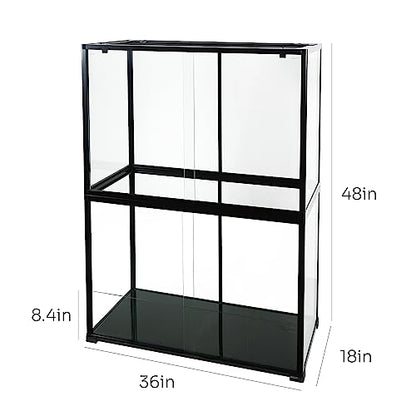 REPTIZOO 135 Gallon Glass Reptile Terrarium Tank, 36" x 18" x 48" Wide & Tall Reptile Terrarium, Chameleon Cage with Sliding Front Door Top Screen Ventilation, Easy Assembly - size: 36" x 18" x 48"