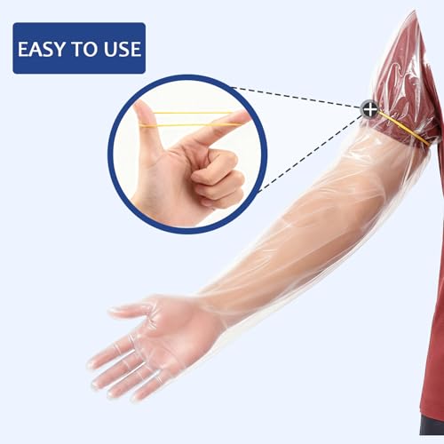 Shoulder Length Disposable Gloves,Full ArmGloves,35 Inch Extra Long Plastic Sleeve Veterinary Cow Aquarium - size: 50 Pcs