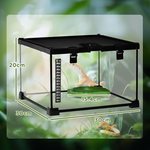 Glass Terrarium Reptile Terrarium Breeding Tank with Leakproof Base and Raised Frame