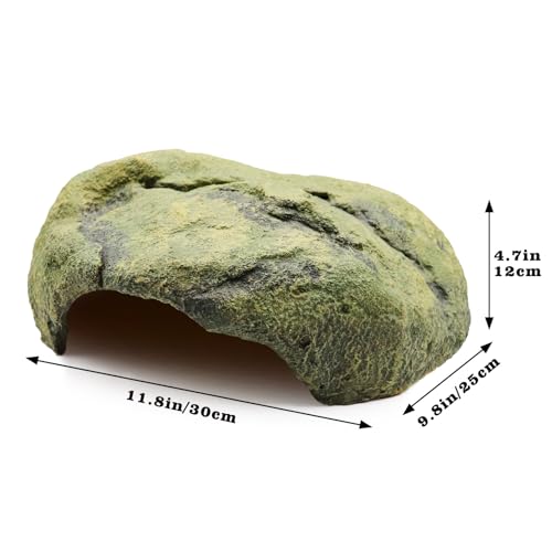Reptile Simulation Rock Cave Hideouts, Large Resin Reptile Hides and Caves, Aquarium Terrarium Habitat Decor, Suitable for Lizard Bearded Dragon Turtle Snake Hermit Crab 12 × 10 × 5 Inches