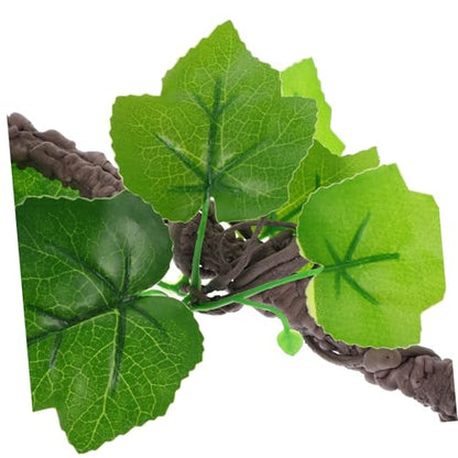 balacoo Realistic Artificial Vine Branch for Reptile Terrarium, Bendable Plastic Climbing Vine with Leaves, Tropical Jungle Plant Decor for Bearded Dragons, Geckos, and Amphibians