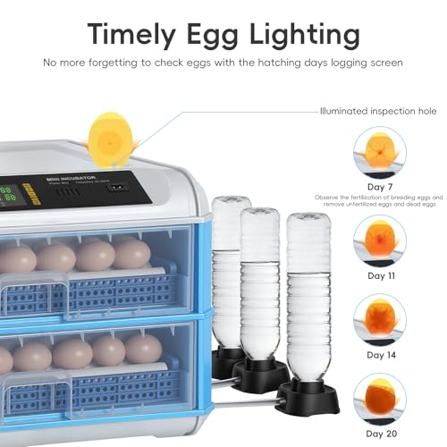 120 Egg Incubator with Automatic Egg Turner and Digital Control - Poultry Hatcher for Chicken, Duck, Quail Eggs - Ideal for Home, Farm, Educational Use