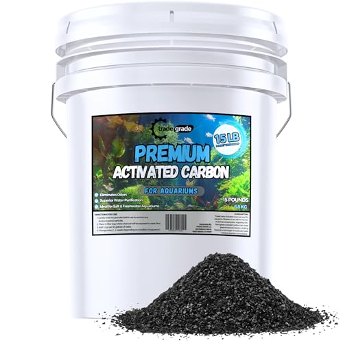 TradeGrade Activated Carbon Aquarium – 15lb Bucket Granulated Activated Charcoal for Fish Tank & Water Purification – High-Performance Aquarium Charcoal Filter Media for Crystal Clear Water - size: 15 Pounds