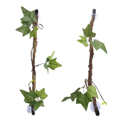 POPETPOP 2PCS Reptile Vines for Terrarium Flexible Simulation Plants Suction Cups Habitat Decor for Lizards Snakes and Gecko Climbing