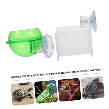 Toddmomy 2pcs Auto Water Feeder Lizard Gecko Feeder Reptile Food Bowl Drinking Basin Suction Cup Pet Supplies for Turtle Snake Spider