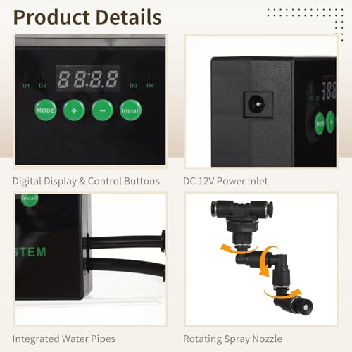 Digital Misting Kit for Reptiles & Plants with Smart Timer, Dual 360° Sprayers, Long Hose, Adapter, Atomizer for Lizards, Snakes, Indoor Tropicals