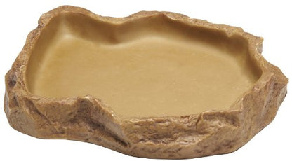Exo Terra Reptile Feeding Dish – Natural Rock Look Food & Water Bowl for Lizards, Turtles, Snakes & Amphibians – Food-Grade Resin, Non-Porous, Easy Clean, Bacteria Resistant – Extra Large - size: X-Large