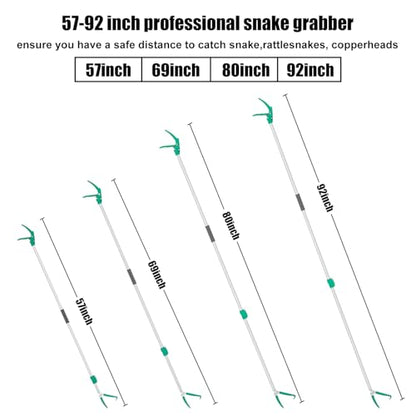 92" Extendable Snake Grabber Reptile Tongs Rattle Snake Catcher Wide Jaw Handling Tool with Lock and Comfortable Grip - size: 92 inch