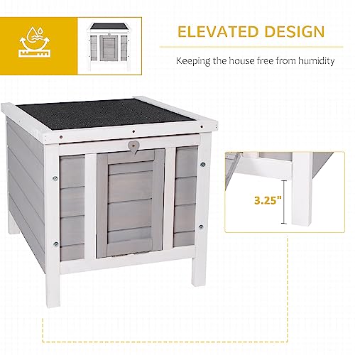 PawHut Small Wooden Rabbit Hutch Bunny Cage Guinea Pig Cage Duck House Dog House with Openable & Waterproof Roof, for Rabbits, Chickens, Ducks, Gray - color: Grey