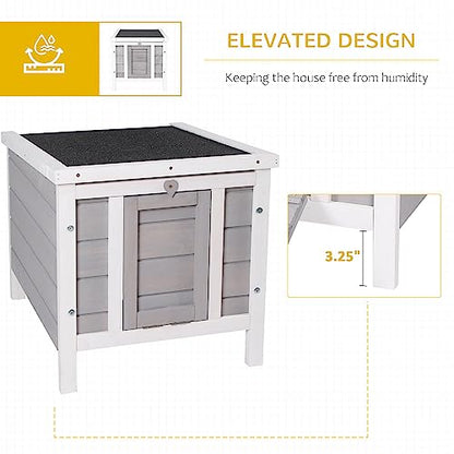 PawHut Small Wooden Rabbit Hutch Bunny Cage Guinea Pig Cage Duck House Dog House with Openable & Waterproof Roof, for Rabbits, Chickens, Ducks, Gray - color: Grey