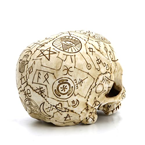 Veronese Design 5 1/4" Mystic Sigils Ritual Skull Resin Sculpture Hand Painted Realistic Finish