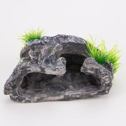 KOOBOOK 1Pcs Creative Resin Rock Cave for Aquarium Decor Amphibians Spiders Frogs Funny Hiding Spot in Fish Tank Reptile Simulation Rock Cave Terrarium Turtle Hideout