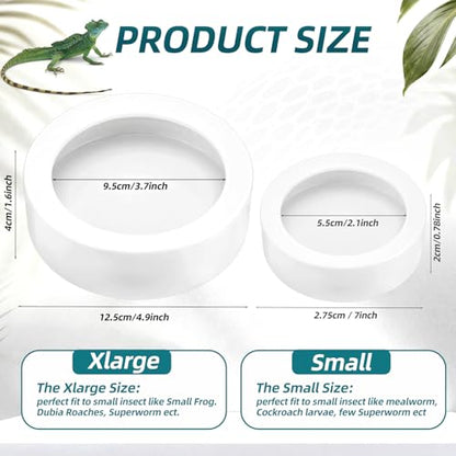 Meanplan 4 Pcs Reptile Bowl Food Dish Reptile Water Food Feeding Dish Ceramic Worm Pet Bowl Anti Escape Feeder for Lizard Anoles Chameleon Bearded Dragon Hermit Crab (4.92 Inch) - size: 4.92 Inch
