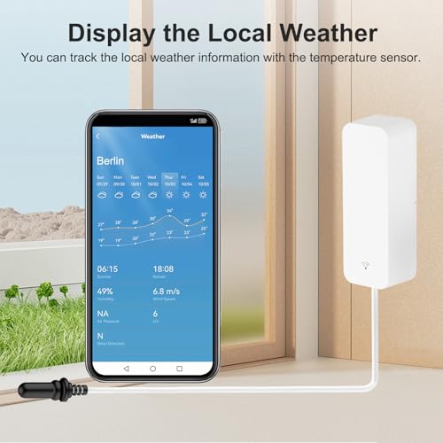 Smart Thermometer Hygrometer with Probe, WiFi Aquarium Temperature Humidity Gauge with App Remote Monitor, Indoor Refrigerator Thermometer Sensor, Data Storage&Export, Compatible with Alexa. 2PCS - style: 2PCS