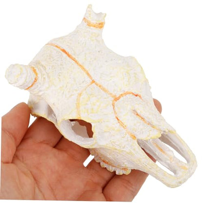 Abaodam Resin Reptile Shelter Bull Skull Ornament for Aquariums and Home Decor Natural Hide Cave for Reptiles Turtles and Fish Tanks Lifelike Skull Design for Pet Environments