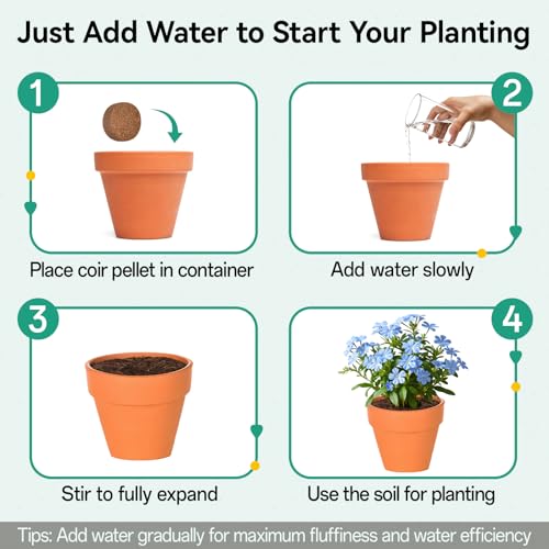 ZeeDix 100pcs(50mm) Coco Coir Pellets Potting Soil Indoor Plants, Compressed Coconut Coir Seed Starting Pellets Soil Discs for Planting Flowers Bonsai Herbs and Vegetables - size: 50mm