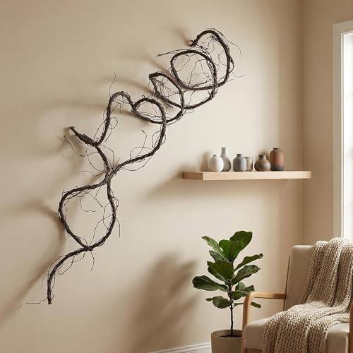 118" Bendable Artificial Grapevines Garland Tree Branches(M) | Flexible Fake Reptile Climb Plants Twigs Cherry Blossom Wall Hanging Wreath Tree Trunk Halloween Jungle Mantel Decoration - size: Medium