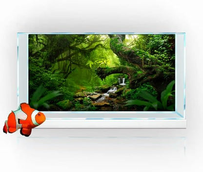72X24IN Tropical Forest Green Huge Tree Reptile Habitat Aquarium Background, Green Natural Landscape Rainforest Fish Tank Decorations Background, Nature Art Terrarium Background - size: 72X24in/180X60cm