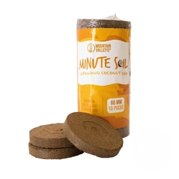 Minute Soil - Compressed Coco Coir Fiber Grow Medium - 60 MM Disks - 10 Pucks (1 Pack)