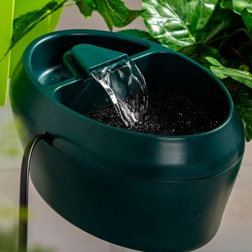 Reptile Water Drinking Fountain, Automatic Circulation, Low Noise, Energy Saving, Feeding Trough Included, Waterfall Design, Adjustable