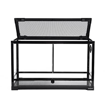 REPTI ZOO Tempered Glass Reptile Terrarium 30 Gallon, Wide Reptiles Tank 30" x 12"x 18" for Reptile Pets Bearded Dragon Gecko Lizard, Double Front Opening Doors Top Screen Ventilation