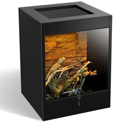 PVC Tall Reptile Tank 33 Gallon Reptile Enclosure Terrarium, Front Opening Bearded Dragon Tank 24"x18"x18" with Sliding Doors & Screen Ventilation, Enclosure Habitat for Snakes, Geckos, Lizard, Frog - size: 33Gallon