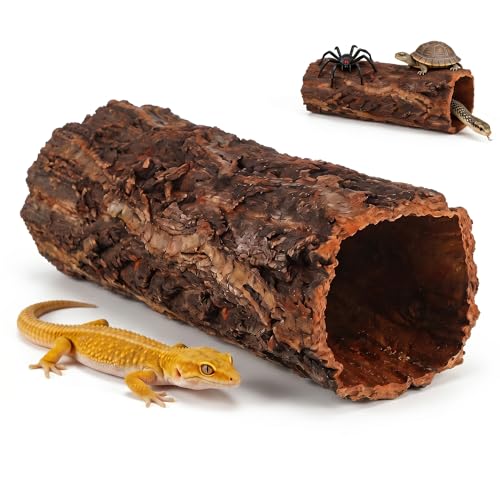 DOITOOL Reptile Hideout Cork Bark Wood Log for Leopard Gecko Snake Lizard Tree Trunk Terrarium Habitat Decor Natural Hollow Wood Shelter Climbing Cave for Spider Hermit Crab Frog - color: Coffee