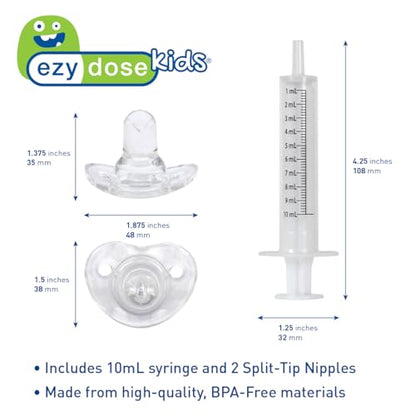 EZY DOSE Medicine Dispenser & Liquid Oral Syringe, Safe & Easy to Use, Precise Dosage for Distribution of Medication, Ideal for Liquids, Clear and Easy to Read Measurements, BPA-Free, Made in the USA - size: 10 mL + Silicone Spout