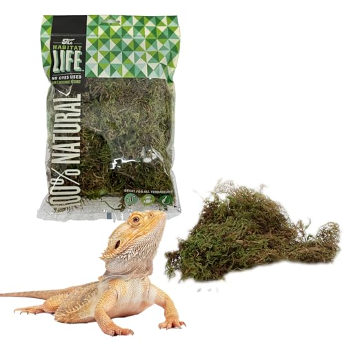 The Habitat Life - Natural Deco Moss - for Reptiles, Amphibians & Invertebrates Terrariums - Humidity Control - Natural Look & Feel - Soft Surface - Dye-Free & Safe - Small - 1 Pack - size: Small, style: Deco Moss