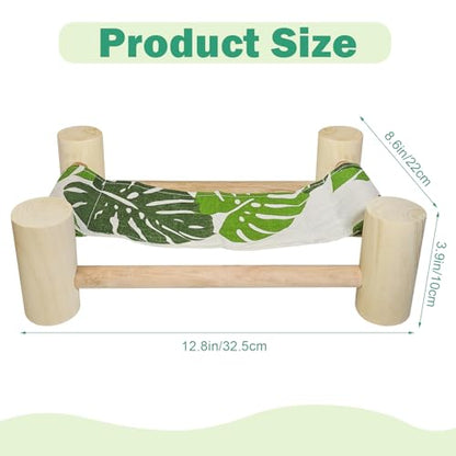 Wooden Bearded Dragon Cloth Bed, Reptile Hammock for Bearded Dragon Tank Accessories, Small Animal Habitat Decor