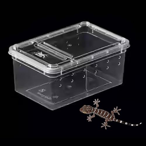Fenteer Reptile Breeding Box Clear Terrarium Habitat Cage Transparent Container PP Material Ventilation Design Portable Suitable for Reptile Feeding, Style A - size: Style A
