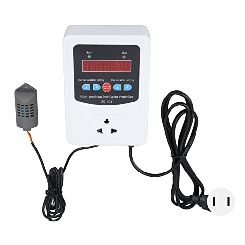 Humidity Controller,1500W Digital Humidity Controller LCD Display Humidistat Plastic Timing Air Humidity Controller for Home Farm Greenhouse (110V-US)