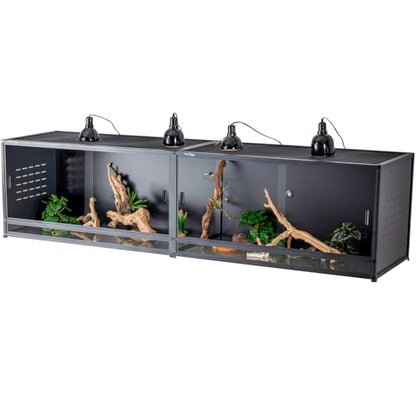 Giant PVC Reptile Enclosure System, 96"x24"x70" Stackable 700 Gallon Modular Habitat with Front Opening Sliding Glass Doors for Iguana Monitor Tegu Snake - size: Combo Set - Tall + Medium (4 Pack)