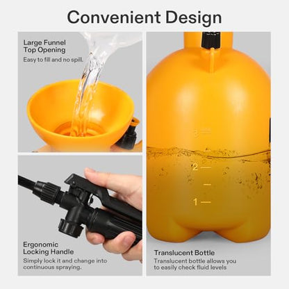 VIVOSUN 0.8Gal/3L Pump Pressure Sprayer, Pressurized Water Spray Bottle with Adjustable Shoulder Strap, Adjustable Nozzle, Safety Valve & Additional Seals, Ideal for Watering, Fertilizing, Cleaning - size: 0.8 Gallon / 3 Liter