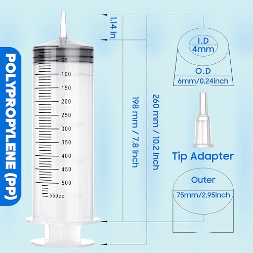 SHAOTONG 500mL Syringe Catheter Tip with 40 Inch Plastic Tube for Feeding Pets, Liquid Refilling, Drawing Oil Fluid - size: 500ML/CC