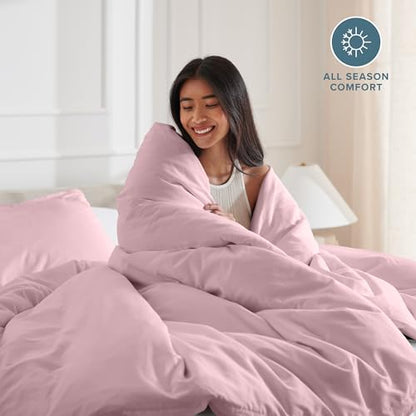 Bare Home Bedding Duvet Cover Extra Long Size - Premium 1800 Super Soft Collection - Lightweight, Cooling - Soft Breathable Bedding Duvet Cover (Twin/Twin XL, Dusty Pink) - color: 30 - Dusty Pink (No Comforter), size: Twin/Twin XL