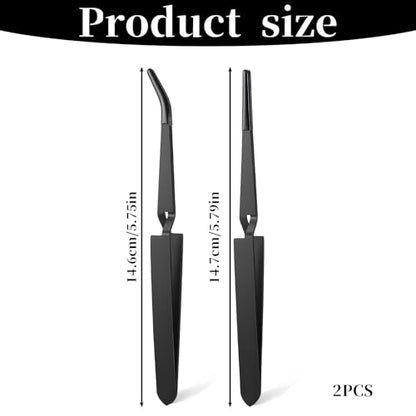 JJUNW 2 Pcs Reverse Tweezers For Crafting, Rubber Tipped Tweezers Set With Curved And Straight Tips, Stainless Steel Locking Tweezer for Crafts Jewelry Beads Electronic