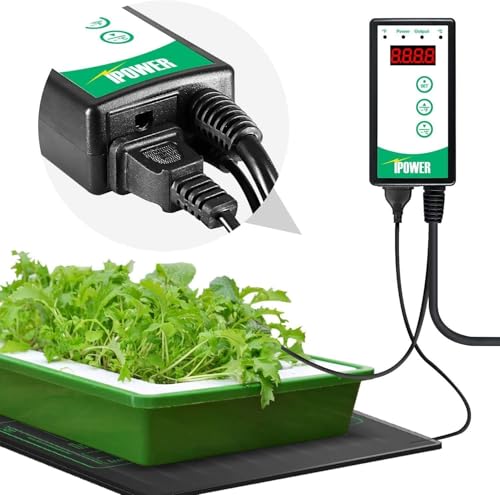 iPower 10"x20.75" Seedling Heat Mat and Digital Thermostat Combo Set, Warm Hydroponic Heating Pad for Germination, Indoor Gardening, Greenhouse - size: 10" x 20.75", style: with Controller