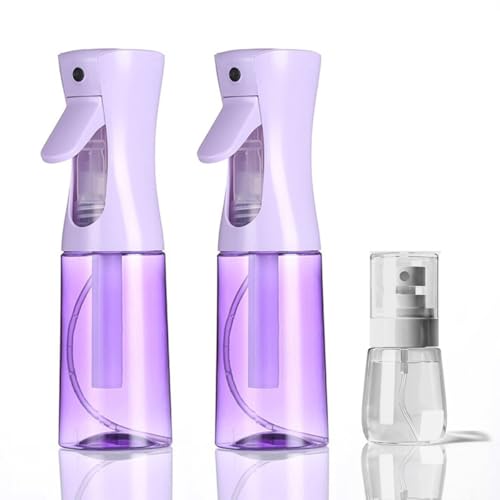 3 Pack Spray Bottles, 2-Pack Continuous Spray Bottles,Fine Water Mist Spray Bottles for Hair 6.8 OZ (200 ML) and 1oz 30ml Travel Spray Bottle Mister for Cleaning,Hairstyling,Plants,Barbers,Purple