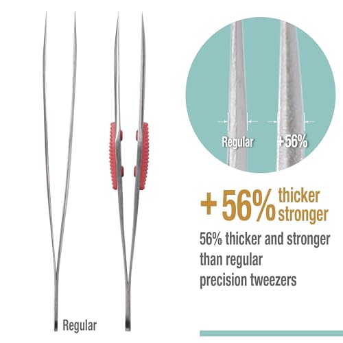 Beaditive High Precision Heavy-Duty Tweezers With Cushion - 4.7" Craft Tweezers for Sewing, Beading & DIY Crafts - Non-Serrated, Fine Point Tips - Stainless Steel Needle Nose Hobby Tweezers (Fuchsia) - color: Fuchsia