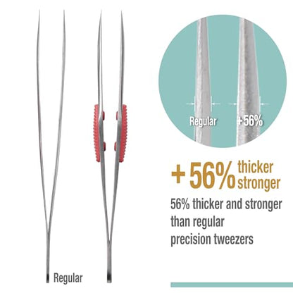 Beaditive High Precision Heavy-Duty Tweezers With Cushion - 4.7" Craft Tweezers for Sewing, Beading & DIY Crafts - Non-Serrated, Fine Point Tips - Stainless Steel Needle Nose Hobby Tweezers (Fuchsia) - color: Fuchsia