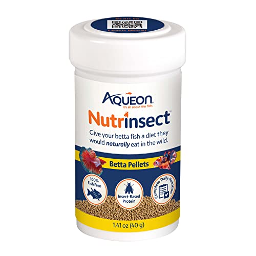 Aqueon Nutrinsect Fish-Free Fish Food, Betta Pellets, 1.41 oz - size: 1.41 Ounce (Pack of 1), style: Betta Pellets