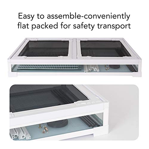 50 Gallon White Knock Down Reptile Terrarium Front Opening Cage Sliding Door with Screen Ventilation Habitat Tank 36" x 18" x 18", Easy Assembly