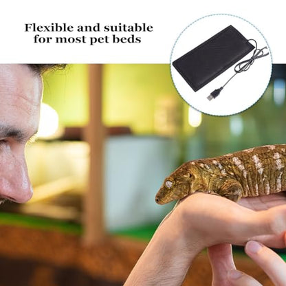 COLLBATH USB Powered Reptile Heating Pad Small Terrarium Heat Mat for Snake Lizard Turtle Under Tank Warmer with Flame-Retardant Safe for Pets