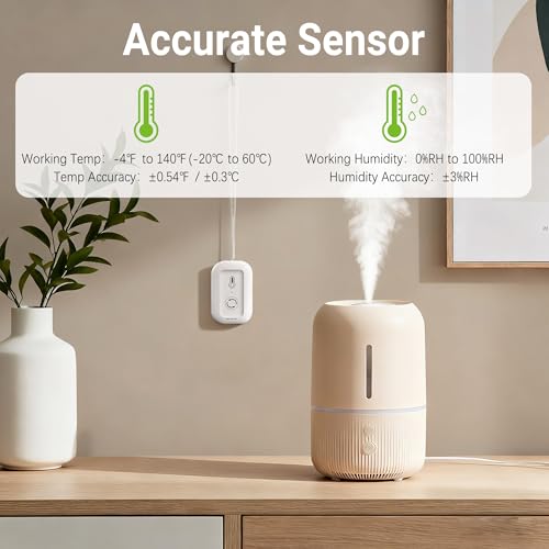 WiFi Thermometer Hygrometer, Smart Humidity Temperature Sensor with App Notification Alert, Data Storage, Remote Monitor for Room, Nursery, Greenhouse, Humidor, Wine Cellar