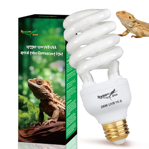UVB Bulb for Reptiles, 10.0 26W UVB Light for Reptiles, Hygger zoo UVA UVB Reptile Light Bulb Reptile UVB Bulb UVB Light for Bearded Dragon Turtle Lizard Reptile Lamp Terrarium Lamp for Desert Reptile - size: 10.0-26W