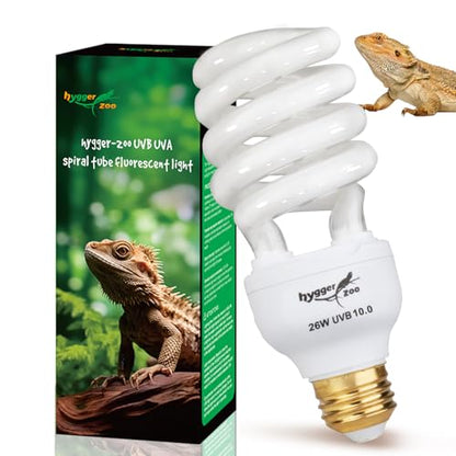 UVB Bulb for Reptiles, 10.0 26W UVB Light for Reptiles, Hygger zoo UVA UVB Reptile Light Bulb Reptile UVB Bulb UVB Light for Bearded Dragon Turtle Lizard Reptile Lamp Terrarium Lamp for Desert Reptile - size: 10.0-26W
